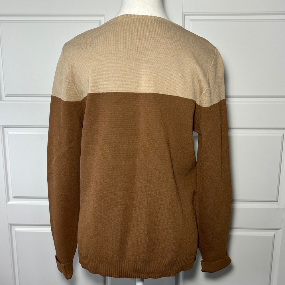 Seventy Venezia Brown Tan Orange Colorblock Snap Side Sweater TG 44 USA 8-10 - Picture 3 of 10
